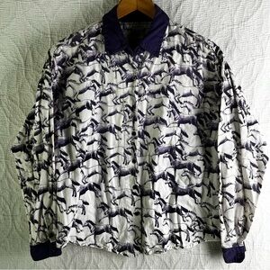 Vintage Adobe Rose 1995 Shirt Womens Large Western Horses Allover Print Purple